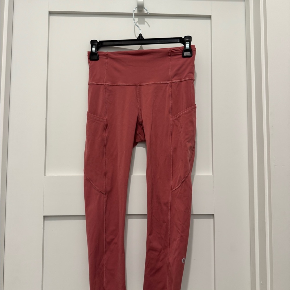 Lululemon Fast and Free Crop 19" Pink Leggings